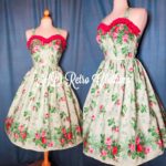 Vintage Mint Flower Border Pinup Dress